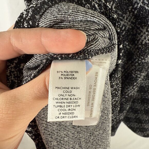 LOFT Dress Women's Small Black White Plaid Short Sleeve Round Neck Zip Back - Picture 6 of 10